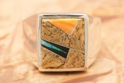 Calvin Begay Sterling Silver Genuine Picture Jasper Ring